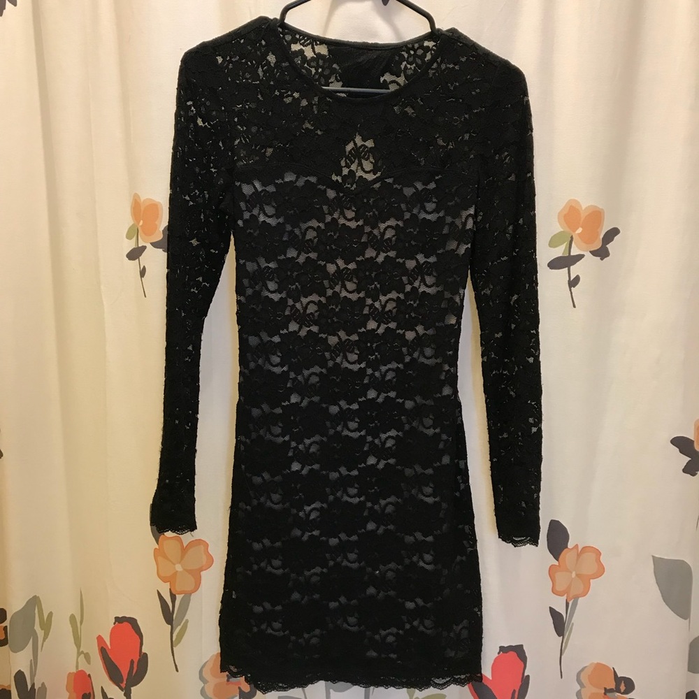 Black open back express dress